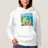 Pull À Capuche Plage de falaise côtière voilier (Devant)
