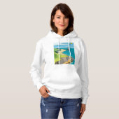 Pull À Capuche Plage de falaise côtière voilier (Devant entier)