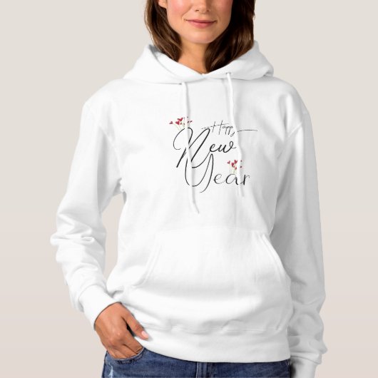 Pull À Capuche Playera feliz año nuevo con corazones (Devant)