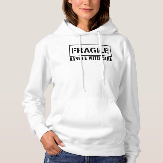 Pull À Capuche Poignée avec soin, autocollant fragile (Devant)