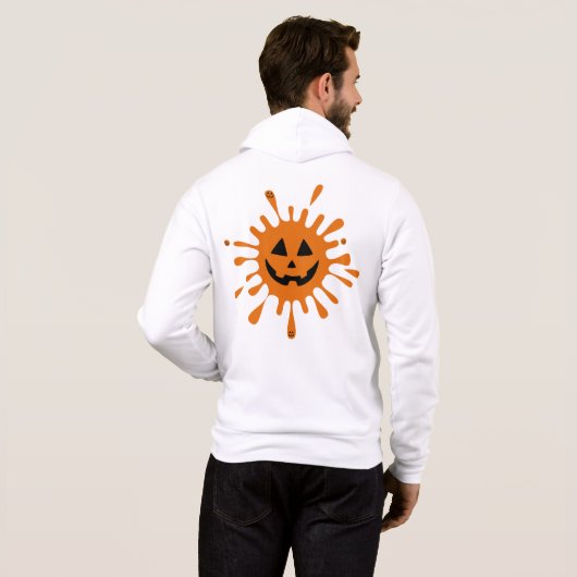 Pull À Capuche Pointe orange avec visage citrouille (Dos entier)