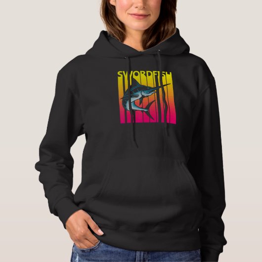 Pull À Capuche Poisson d'espadon rétro (Devant)