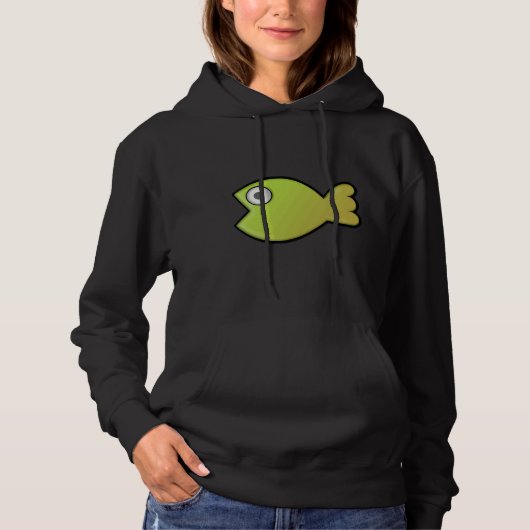 Pull À Capuche Poisson Vert Ou Jaune (Devant)