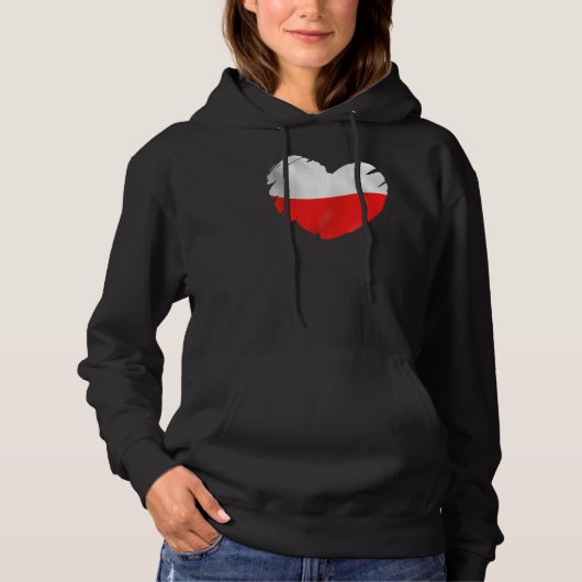 Pull À Capuche Pologne Drapeau Sur La Forme Du Coeur Pologne (Devant)