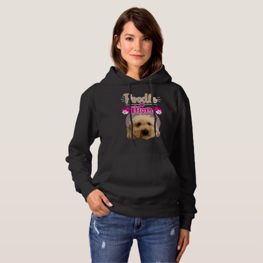 Pull À Capuche Poodle Maman Relaxé Convient (Devant entier)