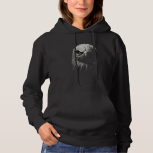 Pull À Capuche Portrait d'aigle en noir et blanc