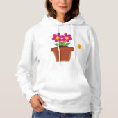 Pull À Capuche Pot de fleurs rose avec papillon (Devant)