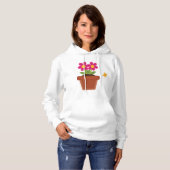 Pull À Capuche Pot de fleurs rose avec papillon (Devant entier)
