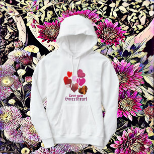 Pull À Capuche Pour ses Coeurs Balayants Chérie Personnalisée