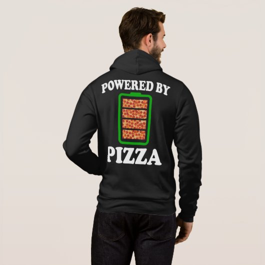 Pull À Capuche Powered By Pizza - Pizza Drôle (Dos entier)