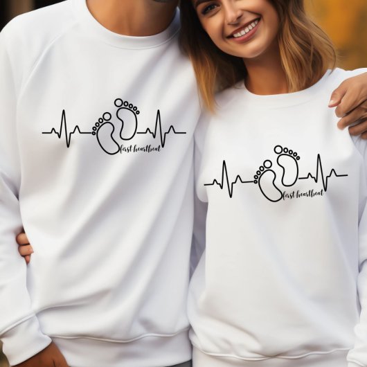 Pull À Capuche Premier Faire-part de grossesse Heartbeat