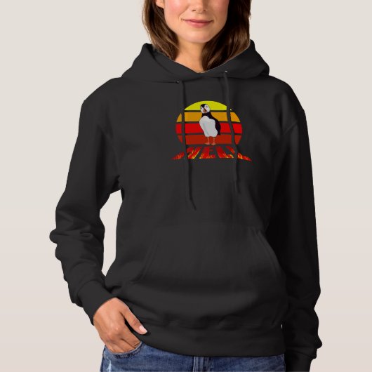 Pull À Capuche Puffin Hell Retro Sunset Sweer Animal Pun (Devant)