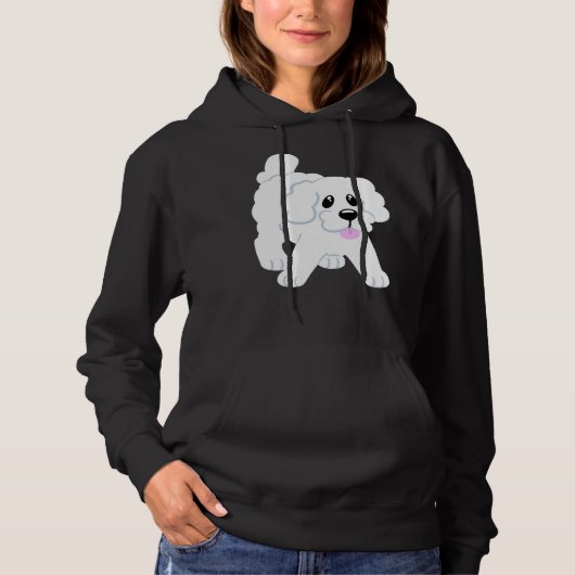 Pull À Capuche Puppy rose simple caniche blanc (Devant)