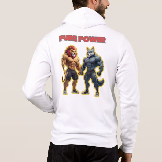 Pull À Capuche Pure Power – Strong Animal Muscle Cartoon Design (Dos)