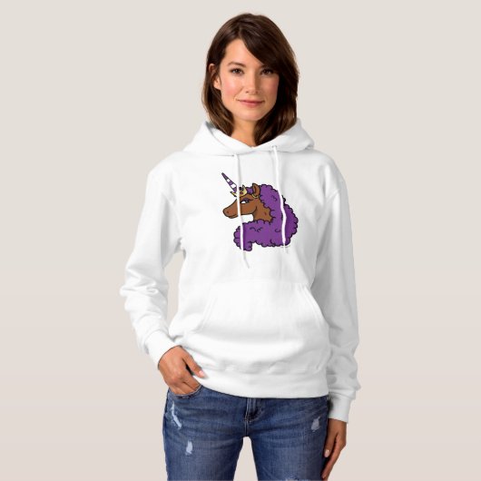 Pull À Capuche Purple Afro Unicorn (Devant entier)