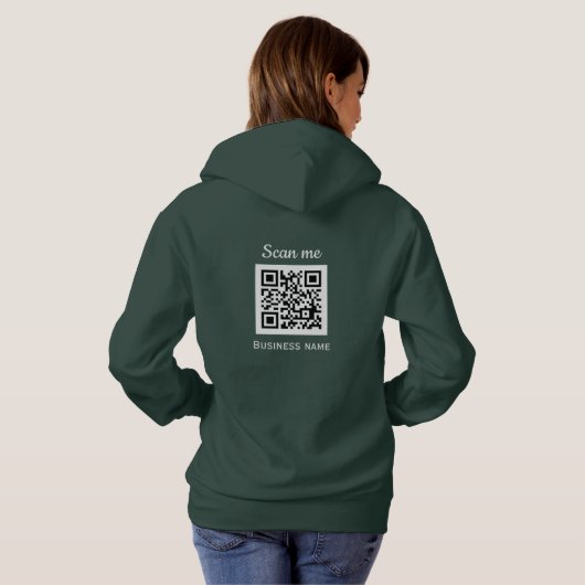 Pull À Capuche QR Code Business Logo Professionnel Vert Moderne (Dos entier)