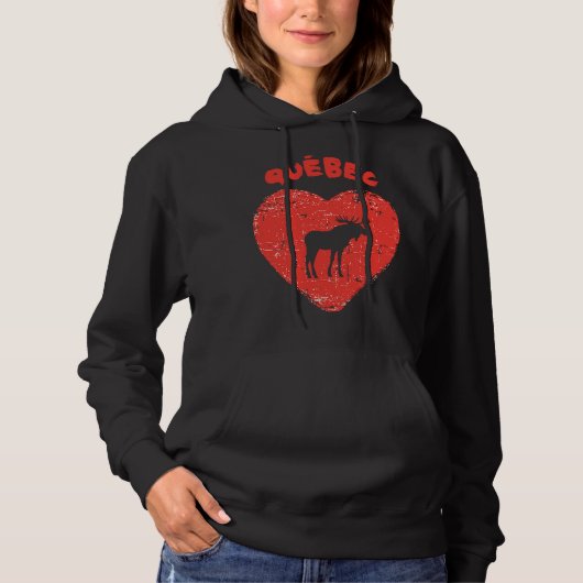 Pull À Capuche Québec Love Moose Heart (Devant)