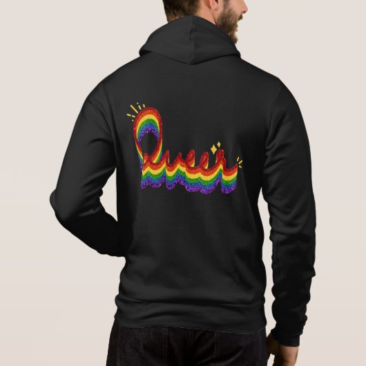 Pull À Capuche Queer Parties scintillant Pride Arc-en-ciel (Dos)