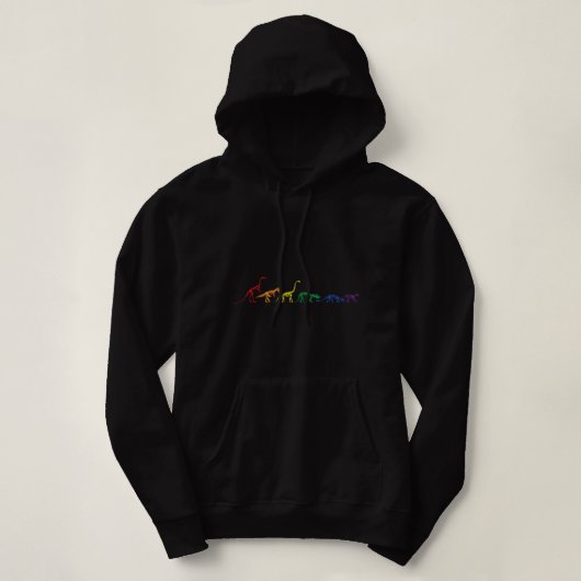 Pull À Capuche Rainbow Dinosaur Queer T Rex Fossiles Skeletons LG (Design devant)