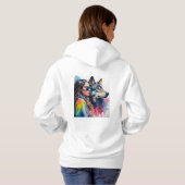 Pull À Capuche Rainbow Wolf et fille (Dos entier)