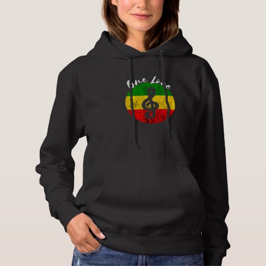 Pull À Capuche Rasta Reggae Rastafari Roots Musique Note Un Amour (Devant)