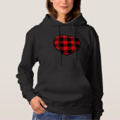 Pull À Capuche Red Hearts Plaid buffalo Valentines day School gir (Devant)