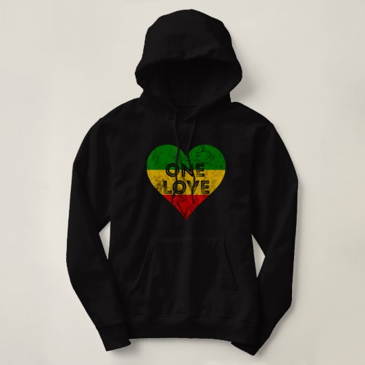 Pull À Capuche Reggae Heart One Love Rasta Reggae Music Rastafari (Design devant)