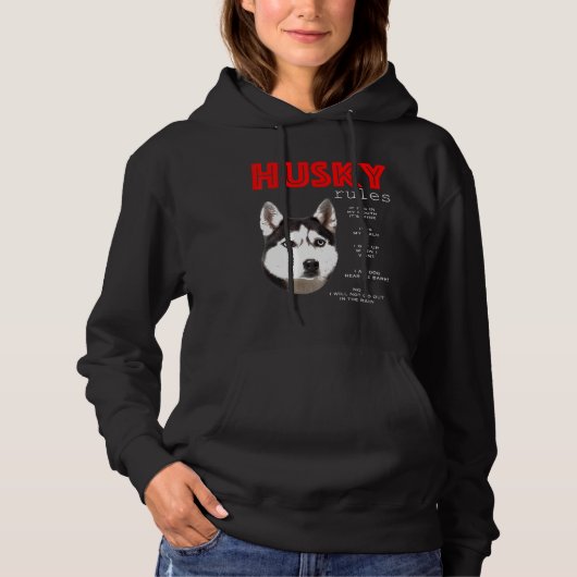 Pull À Capuche Règles amusantes pour le propriétaire d'un Husky S (Devant)