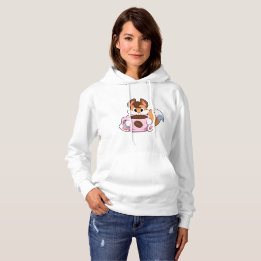 Pull À Capuche Renard avec Coupe de café (Devant entier)