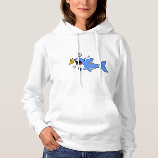 Pull À Capuche Requin avec pizza comme appât (Devant)