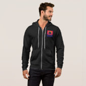 Pull À Capuche Rétro Art Synthwave Palmier Coucher de Soleil 80s (Devant entier)