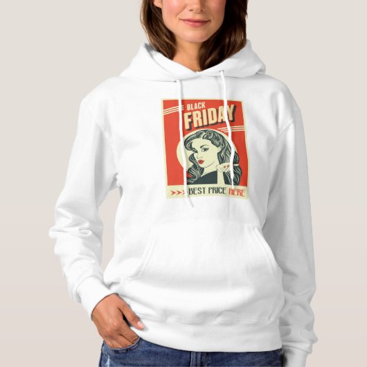 Pull À Capuche Retro Black Friday Pop Art Pin-Up Girl (Devant)
