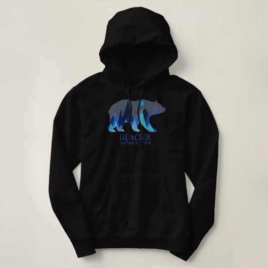 Pull À Capuche Rétro Glacier Grizzly Bear Parc national du Glacie (Design devant)