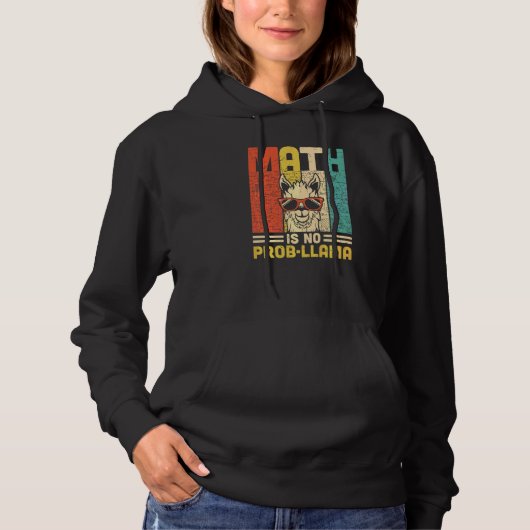 Pull À Capuche Retro Math N'est Pas Un Problème Lama Prof De Math (Devant)