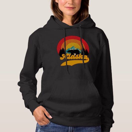 Pull À Capuche Retro Sunset Alaska Juneau Bear Mountains Wild AK (Devant)