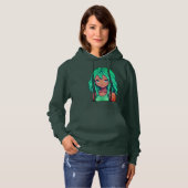 Pull À Capuche Rêveuse Émeraude (Devant entier)