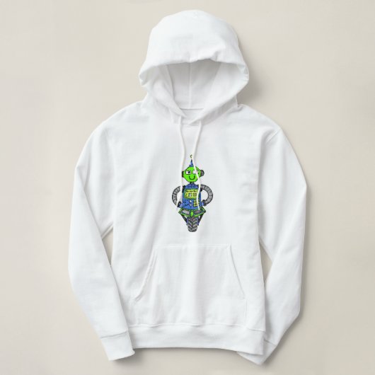 Pull À Capuche Robot Arnie, bleu et vert (Design devant)