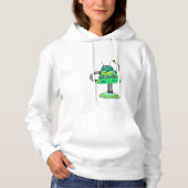 Pull À Capuche Robot Frankie, vert sur blanc (Devant)