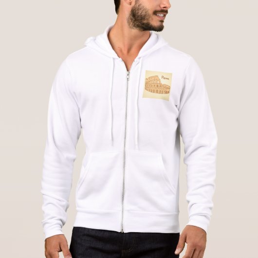 Pull À Capuche Rome Colosseum Sketch Mens Full Zip (Devant)