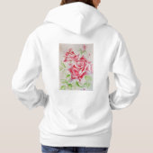 Pull À Capuche Rose rouge Fleurs d'aquarelle Floral Peinture Rose (Dos)