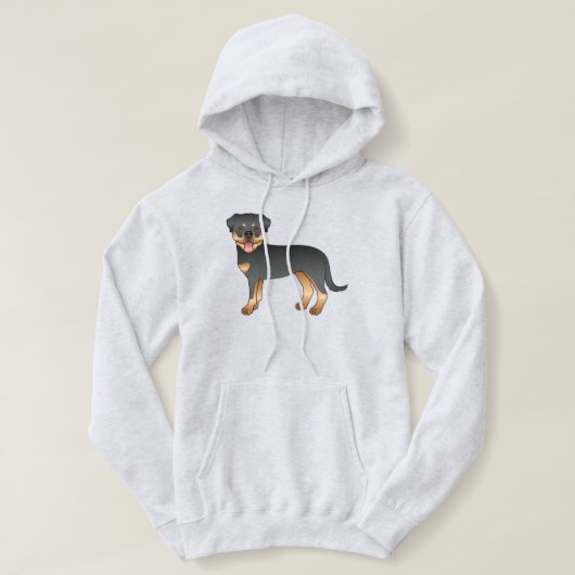 Pull À Capuche Rottweiler noir et feu Chien de dessin animé migno (Design devant)