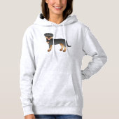 Pull À Capuche Rottweiler noir et feu Chien de dessin animé migno (Devant)