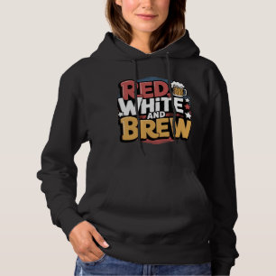 Pull À Capuche Rouge blanc et brasse drôle graphique