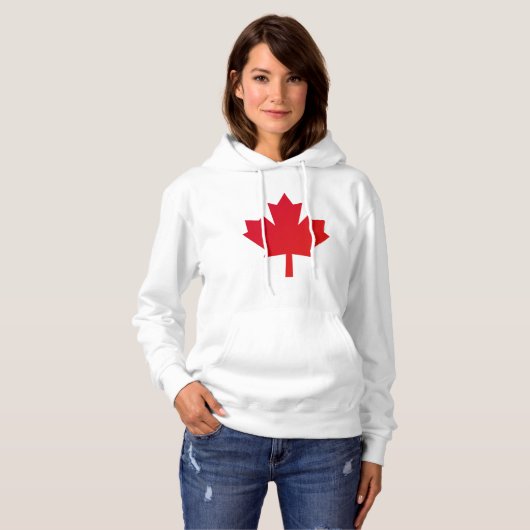 Pull À Capuche Rouge de feuille d'érable du Canada (Devant entier)