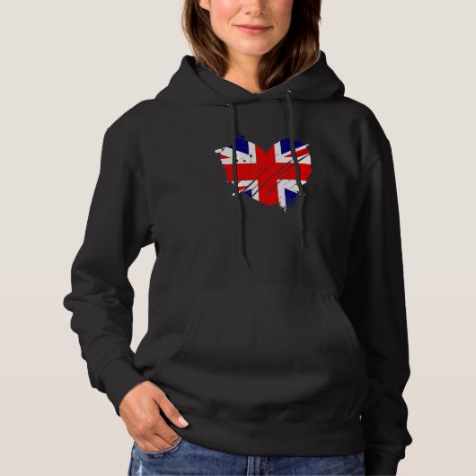 Pull À Capuche Royaume-Uni Drapeau I Love Adn Pour Les Britanniqu (Devant)