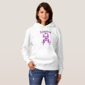 Pull À Capuche Ruban à carreaux violets de sensibilisation au can (Devant entier)