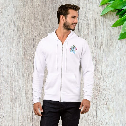 Pull À Capuche Ruban de sensibilisation bleu clair, soutien et es