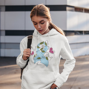 Pull À Capuche Ruban de sensibilisation bleu clair, soutien et es