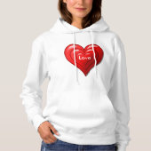 Pull À Capuche Saint Valentin Cœur Rouge Amour pour Elle (Devant)