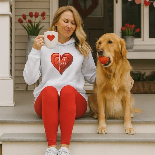 Pull À Capuche Saint Valentin Cœur Rouge Amour pour Elle